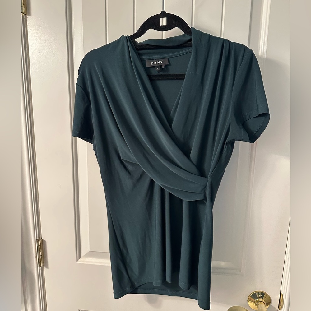 DKNY Dark Green Blouse Size Medium